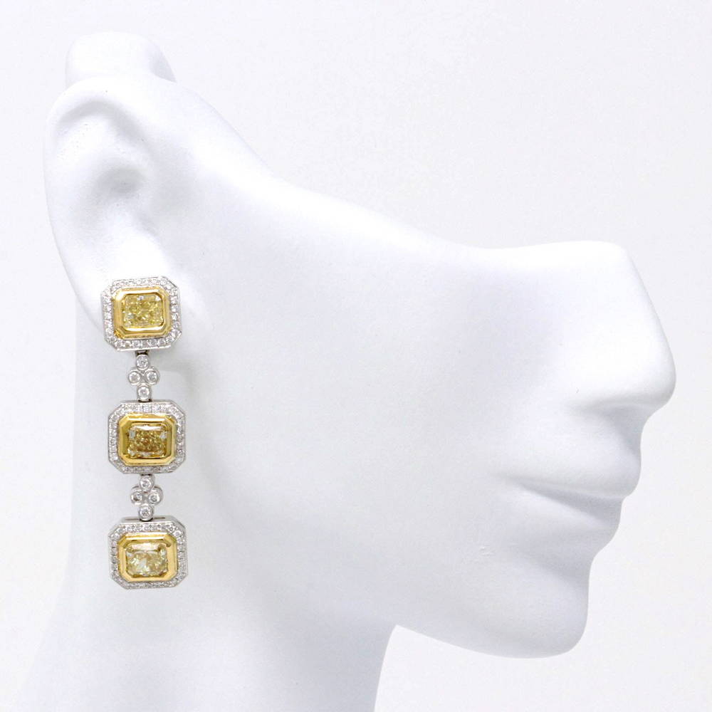 Trio Fancy Yellow Diamond Earrings 7.00ct