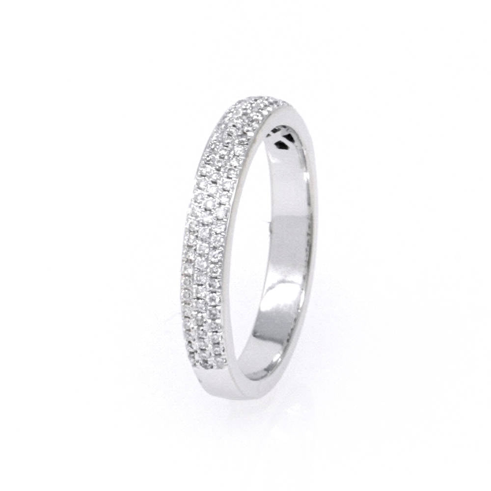Three Row Half Pavé Band