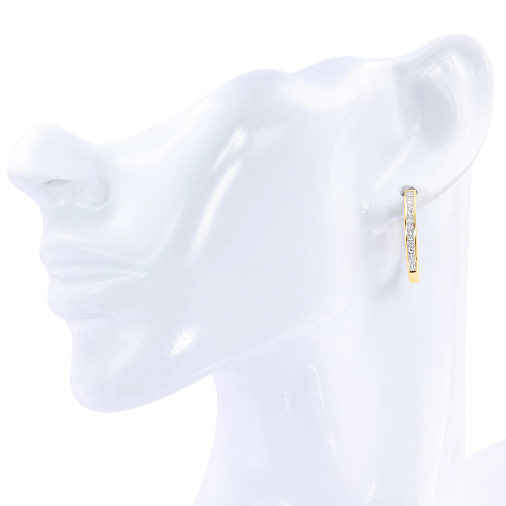 Yellow Gold Princess Cut Hoop Earrings 1.20ct