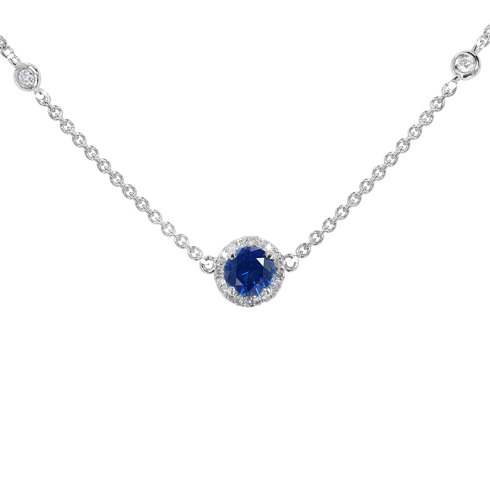 Sapphire Floating Diamond Necklace 0.75ct