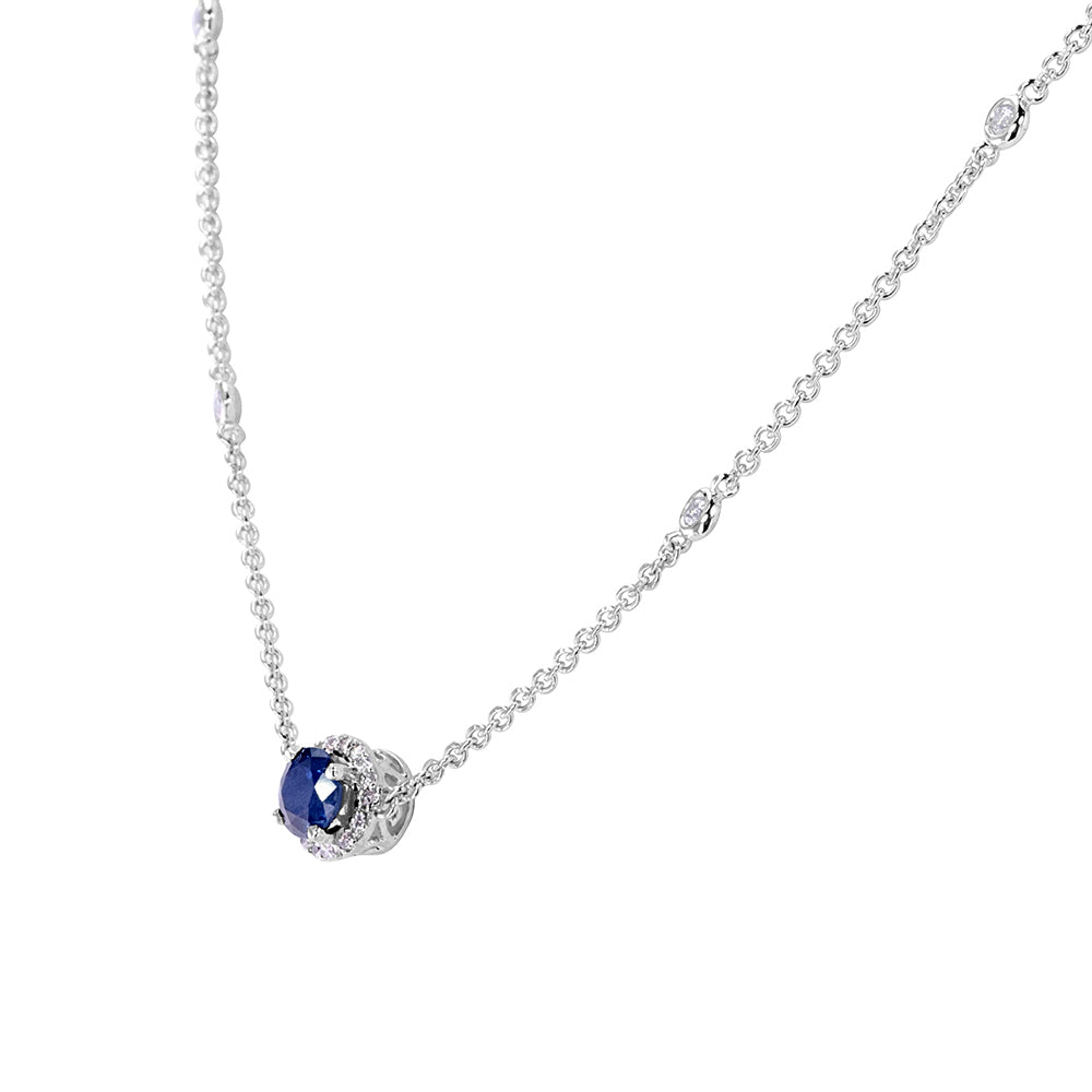 Sapphire Floating Diamond Necklace 0.75ct
