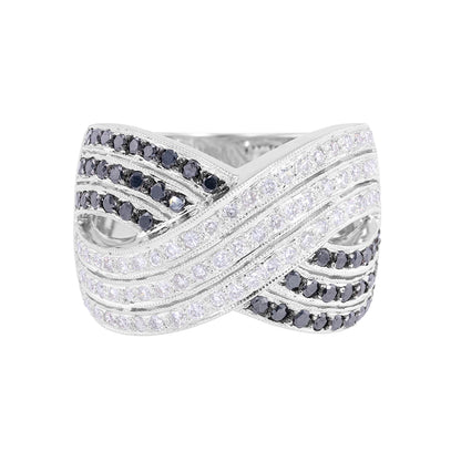 Black and White Diamond Twist Ring 1.22ct