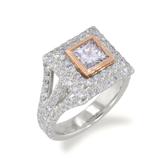 Princess Cut Rose Gold Bezel Ring 2.70ct