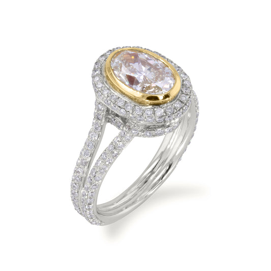 Oval Cut Center Yellow Diamond Ring 1.85ct