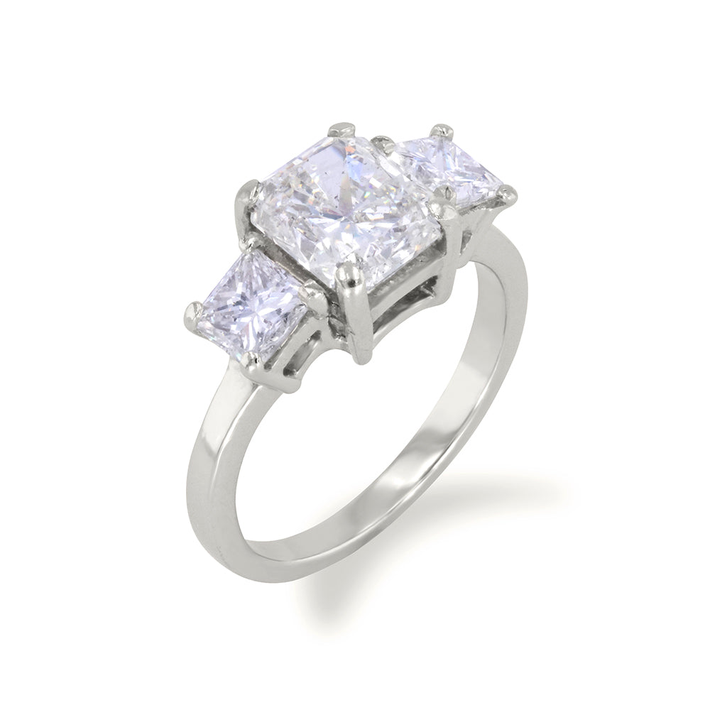 Radiant Three Stone Engagement Ring 3.00ct