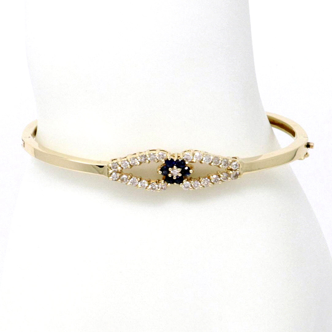 Sapphire Flower Diamond Bangle 1.10ct