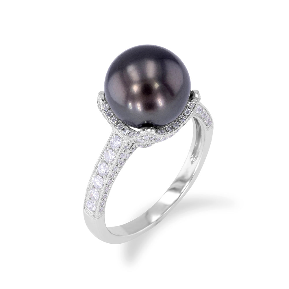 Tahitian Pearl and Diamond Ring 0.62ct