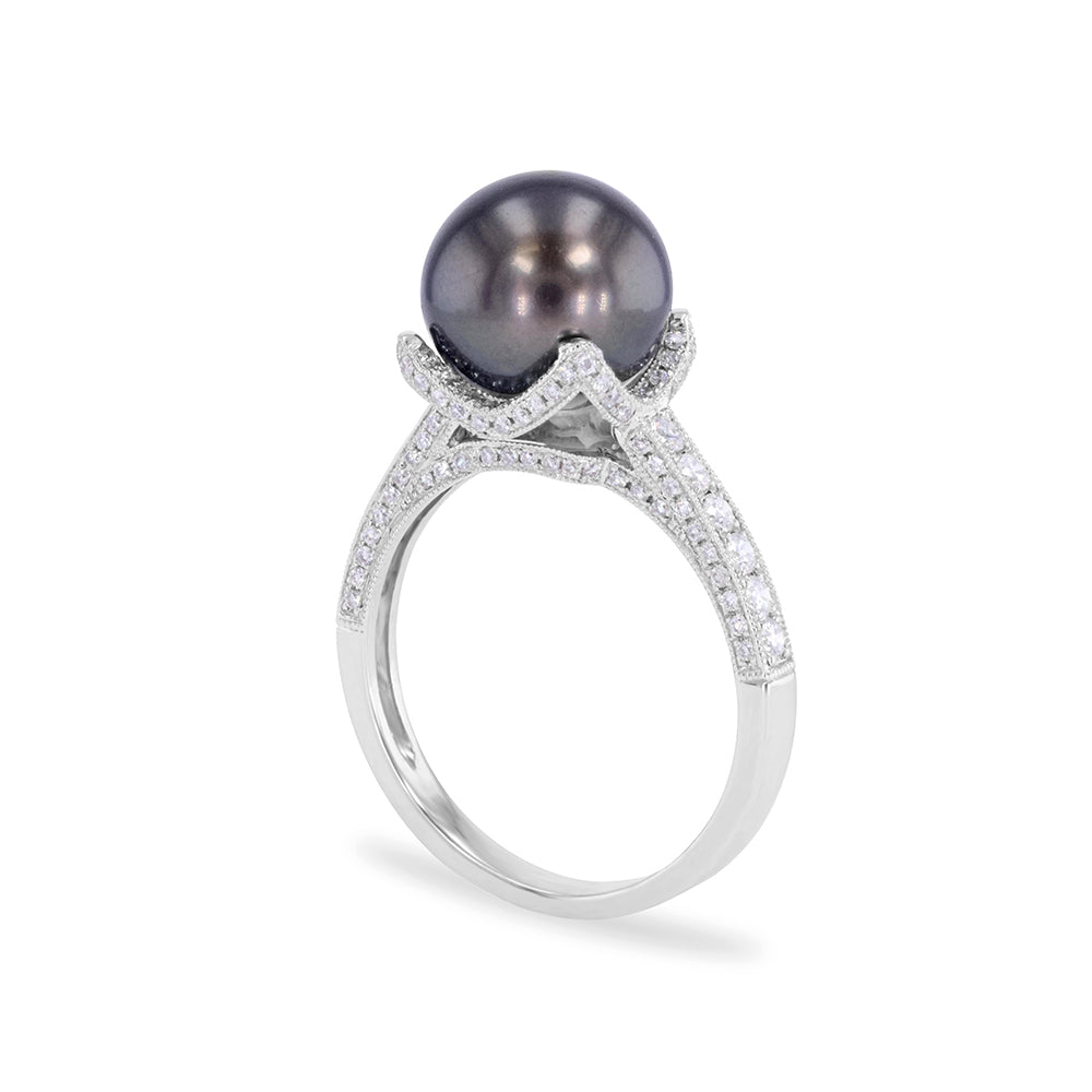 Tahitian Pearl and Diamond Ring 0.62ct