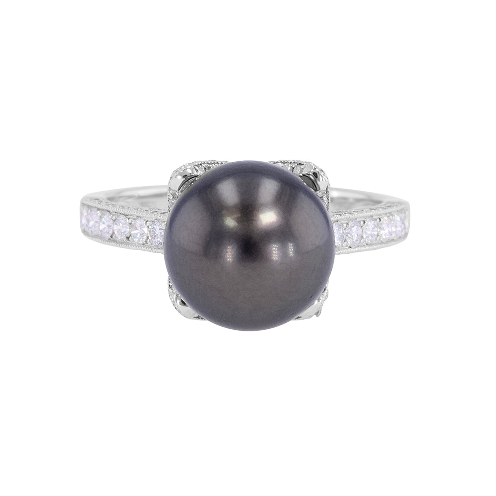 Tahitian Pearl and Diamond Ring 0.62ct