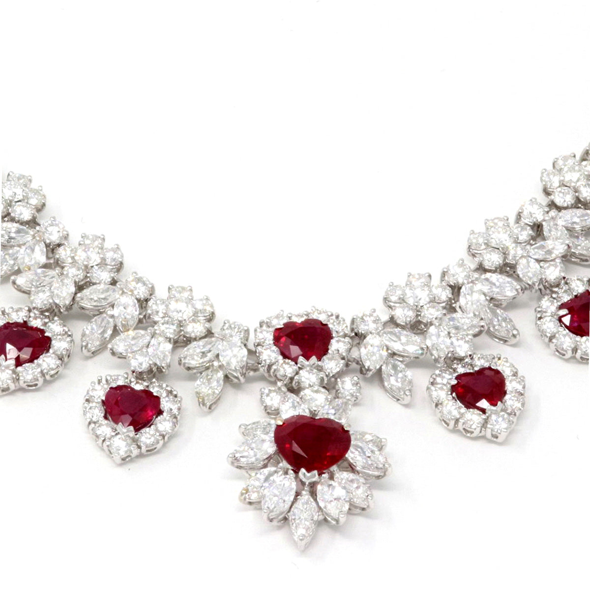 Royal Ruby Heart Necklace and Earring Set 93.30ct