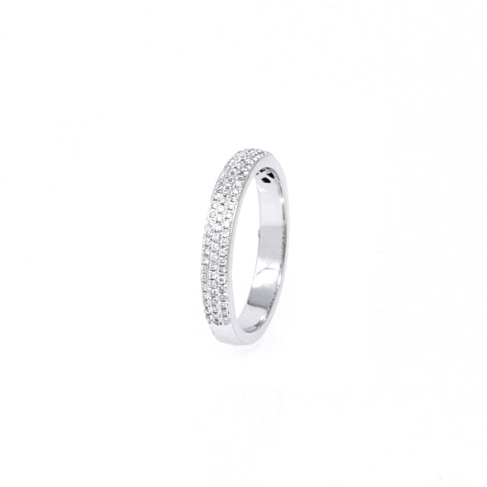 Three Row Half Pavé Band