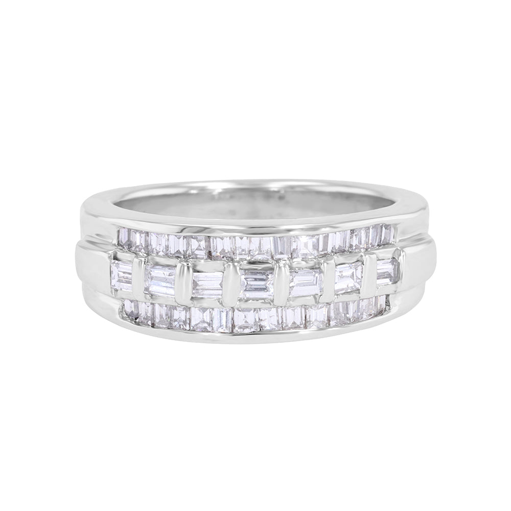 Three Row Baguette Diamond Ring 0.87ct