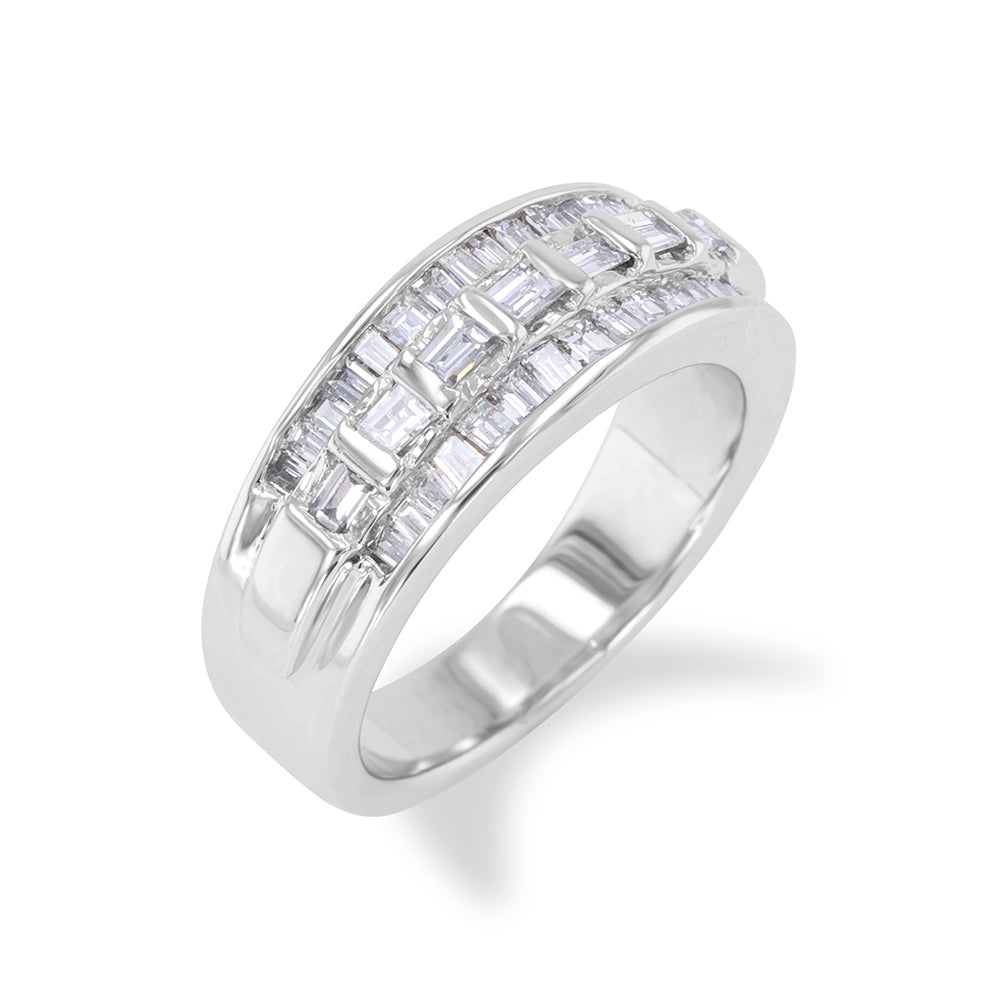 Three Row Baguette Diamond Ring 0.87ct