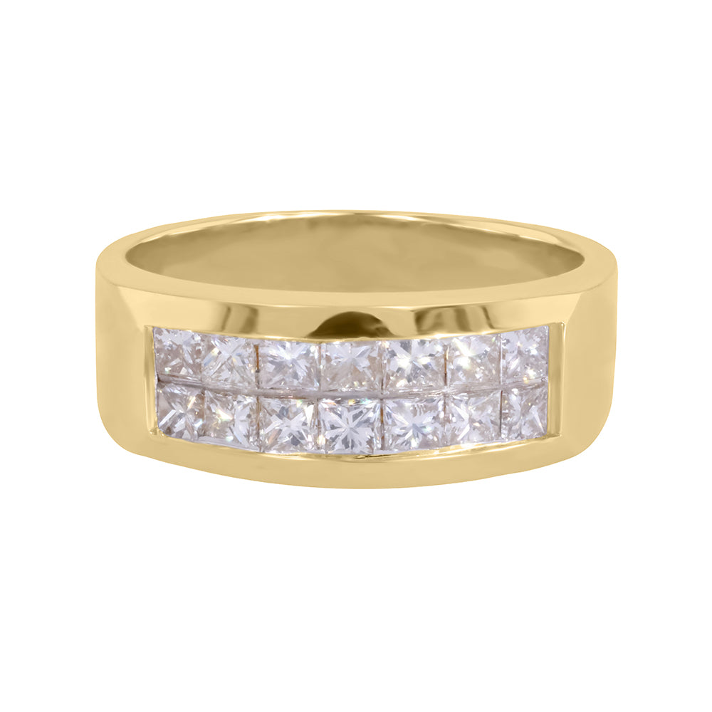 Yellow Gold Invisible Set Princess Diamond Band 0.87ct