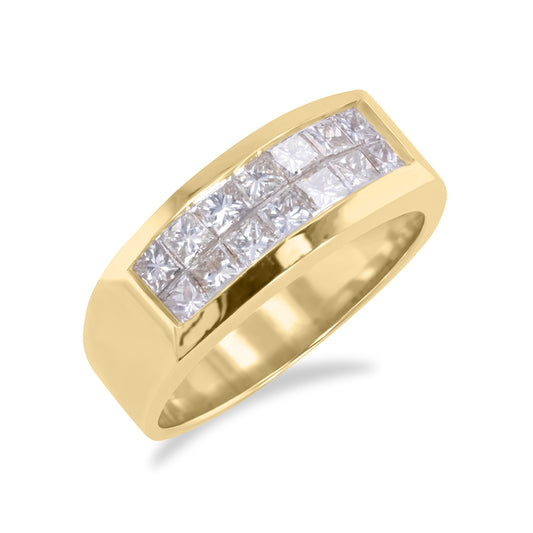 Yellow Gold Invisible Set Princess Diamond Band 0.87ct