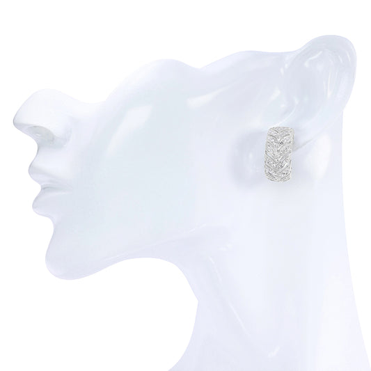 Milgrain Leaf Diamond Cuff Earrings 1.00ct