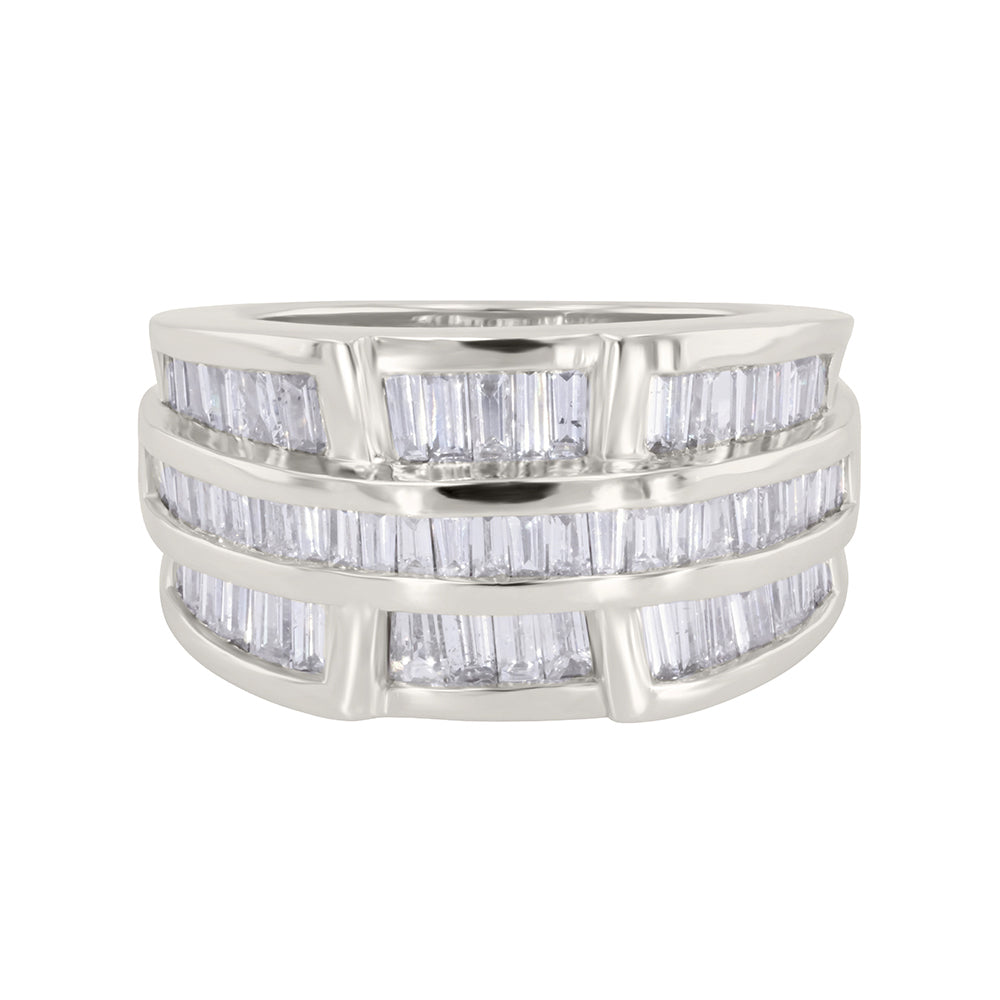 Three Row Baguette Diamond Band 1.88ct