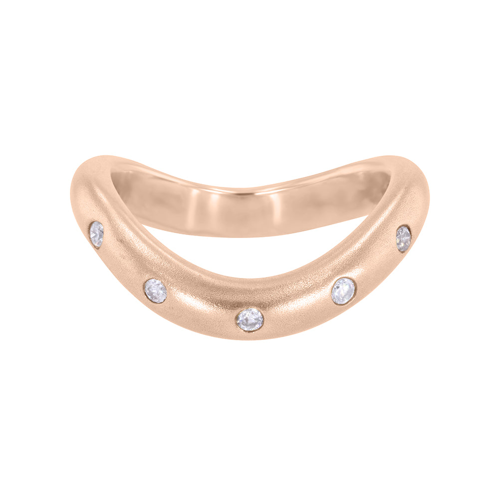 Brushed Rose Gold Five Stone Band 0.09ct