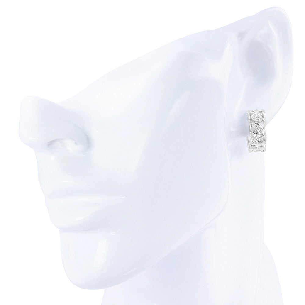 Milgrain Heart Diamond Cuff Earrings 0.14ct