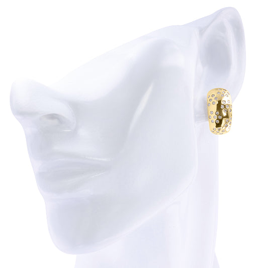 Flower Bezel Diamond Cuff Earrings 0.76ct