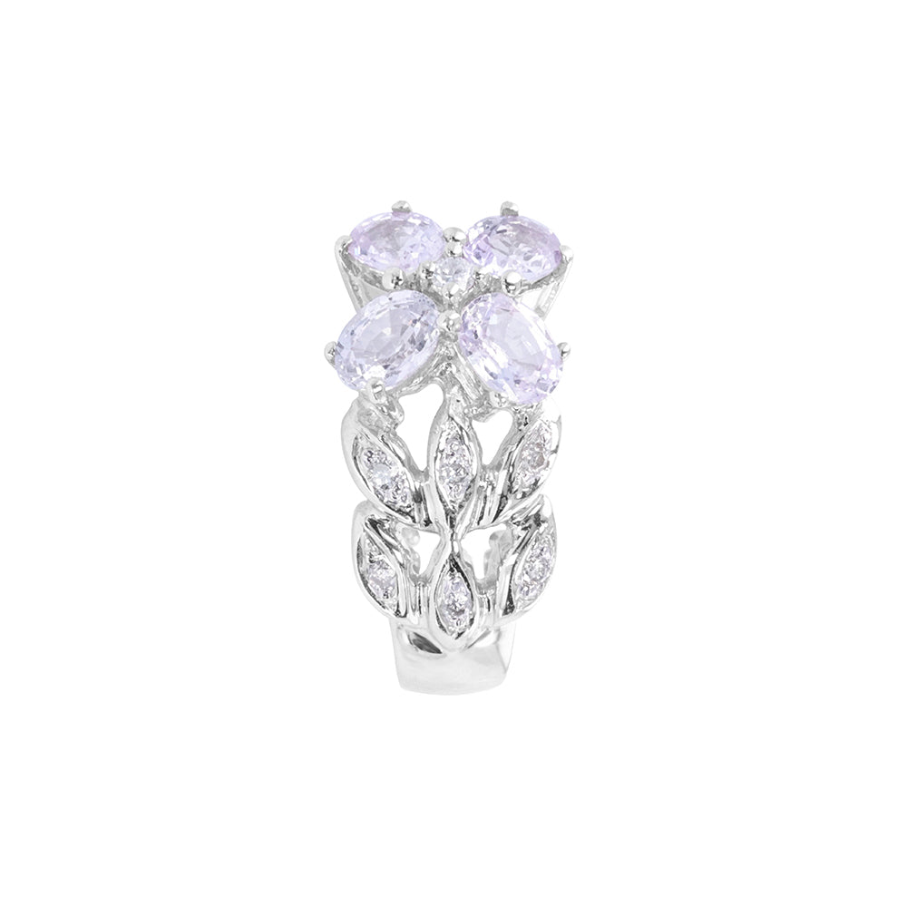 Purple Sapphire Flower Cuff Earrings 2.31ct
