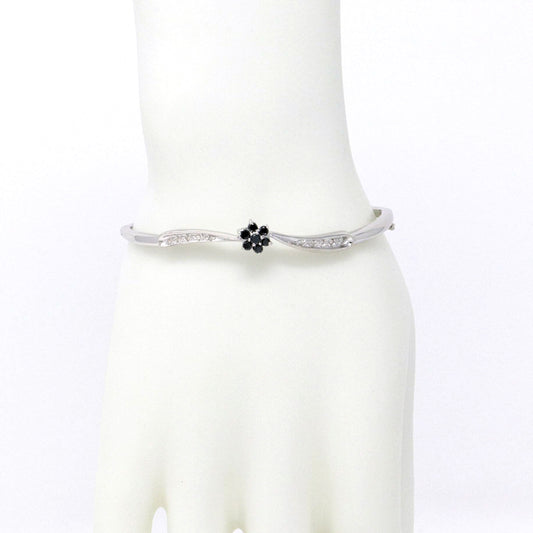 Black Flower Centered Curved Bangle 0.45ct