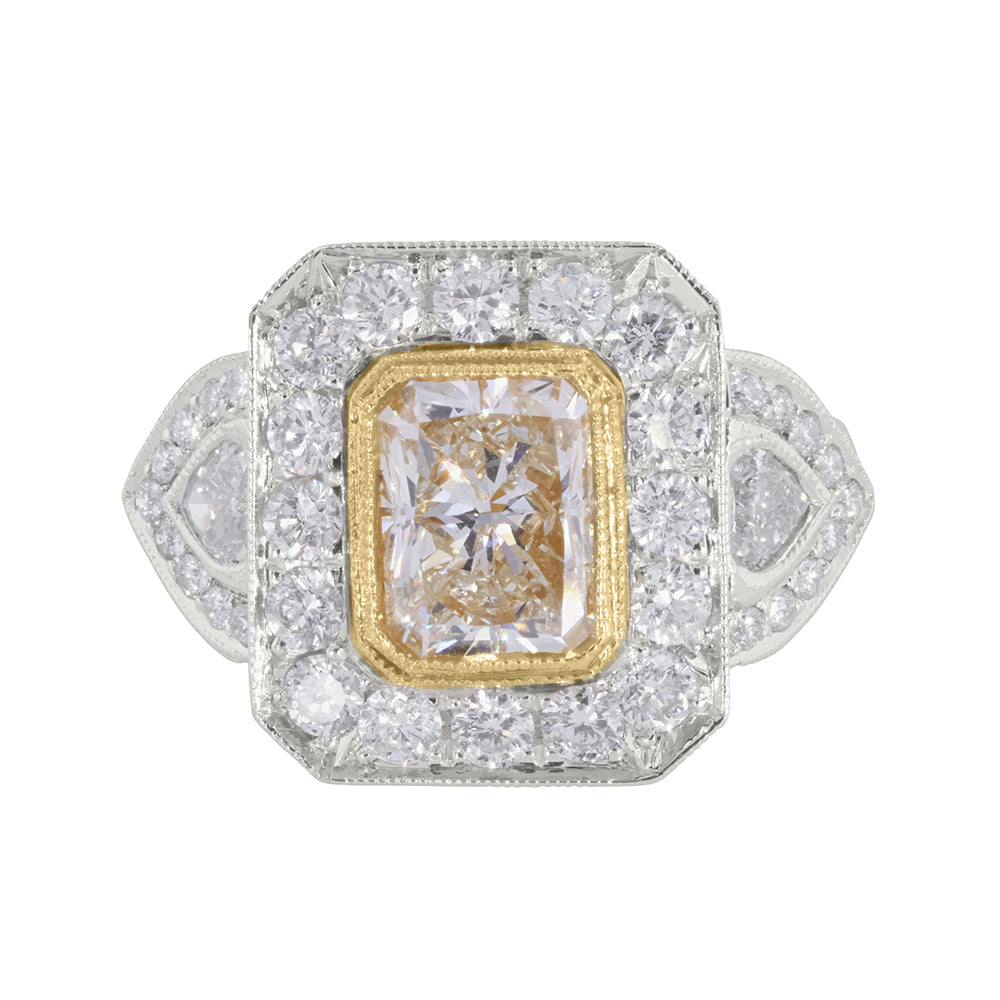 Fancy Light Yellow Radiant Cut Diamond Ring 4.36ct