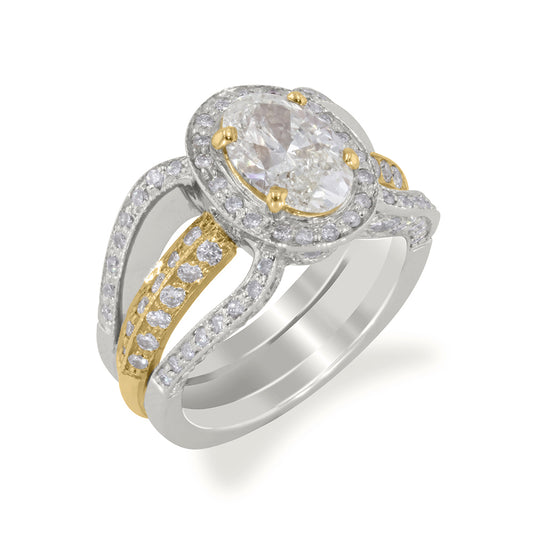 Two-Tone Oval Light Yellow Diamond Ring 2.71ct