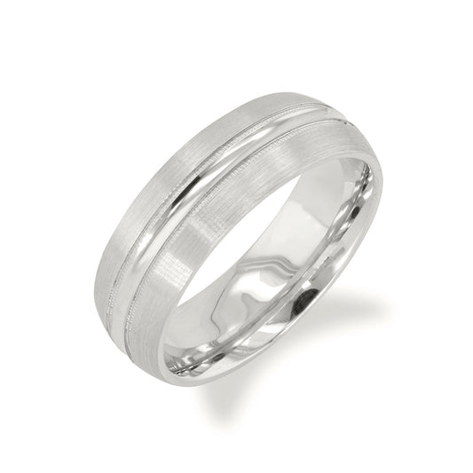 Brushed White Gold Band