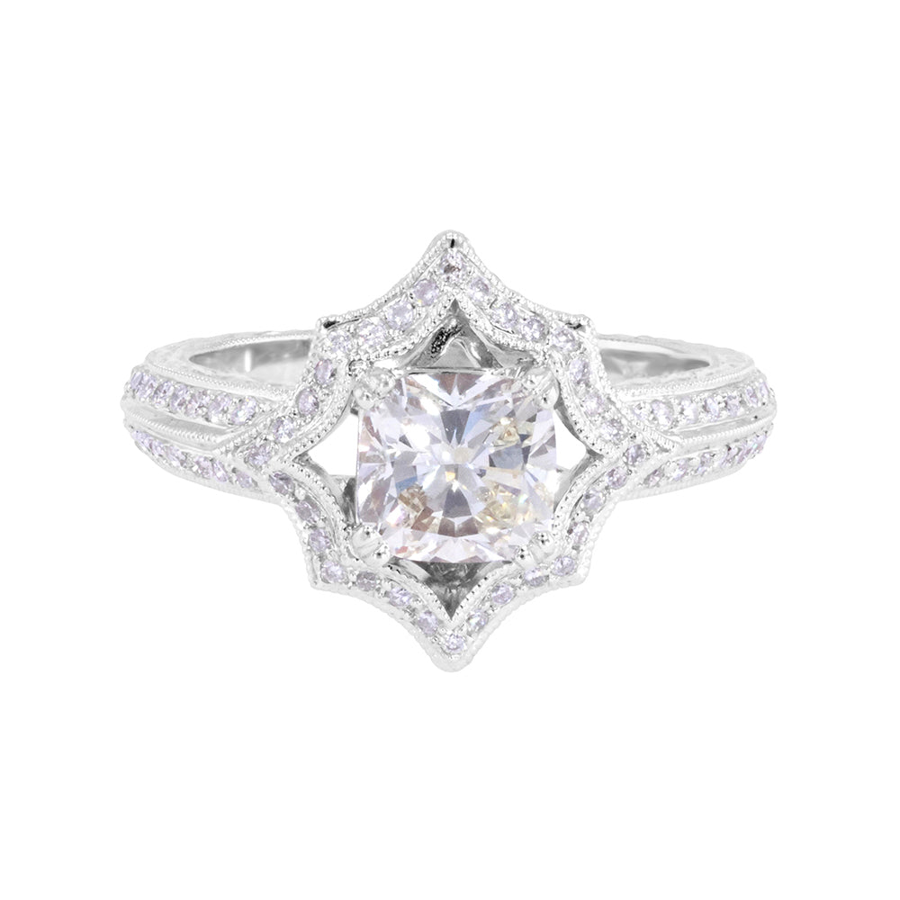 Radiant Center Baroque Engagement Ring 1.32ct