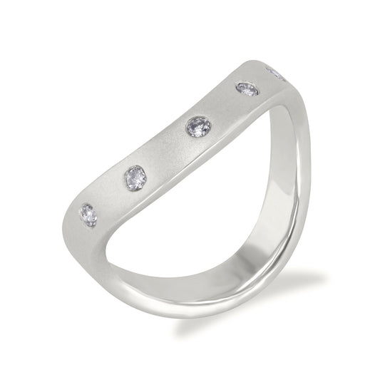 Brushed White Gold Five Stone Band 0.09ct