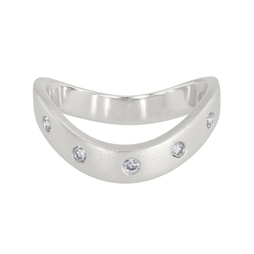 Brushed White Gold Five Stone Band 0.09ct