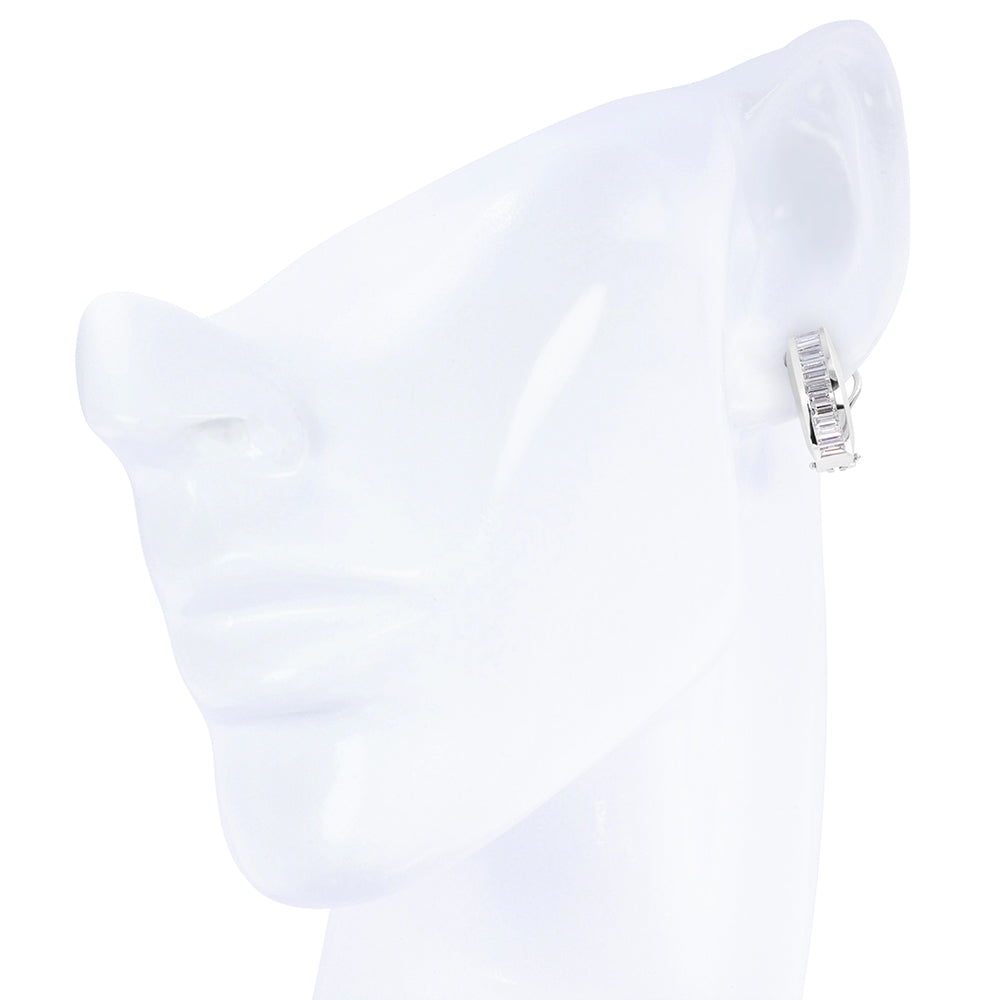 Channel Set Baguette Diamond Cuff Earrings 2.17ct