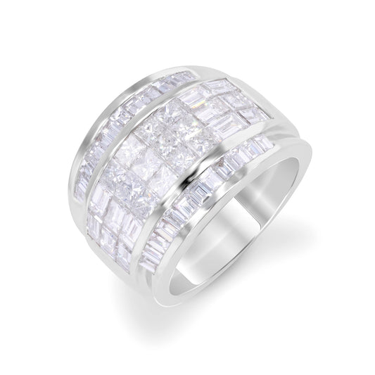 Princess and Baguette Invisible Set Diamond Ring 4.21ct