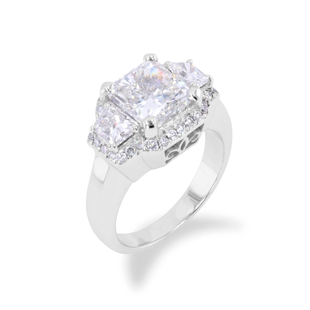 Radiant Cut Three Stone Engagement Ring 4.01ct