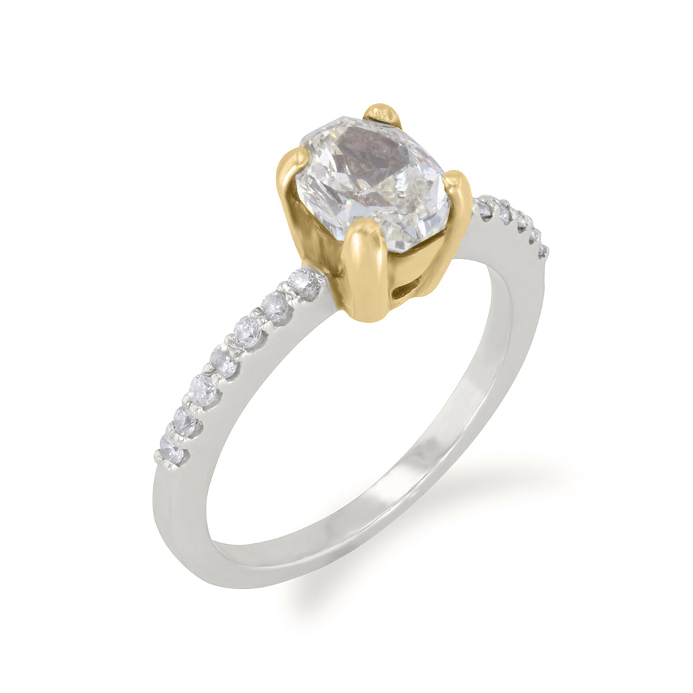 Oval Cut Center Yellow Diamond Ring 1.40ct