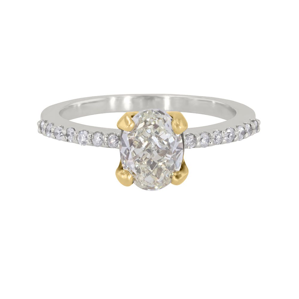 Oval Cut Center Yellow Diamond Ring 1.40ct