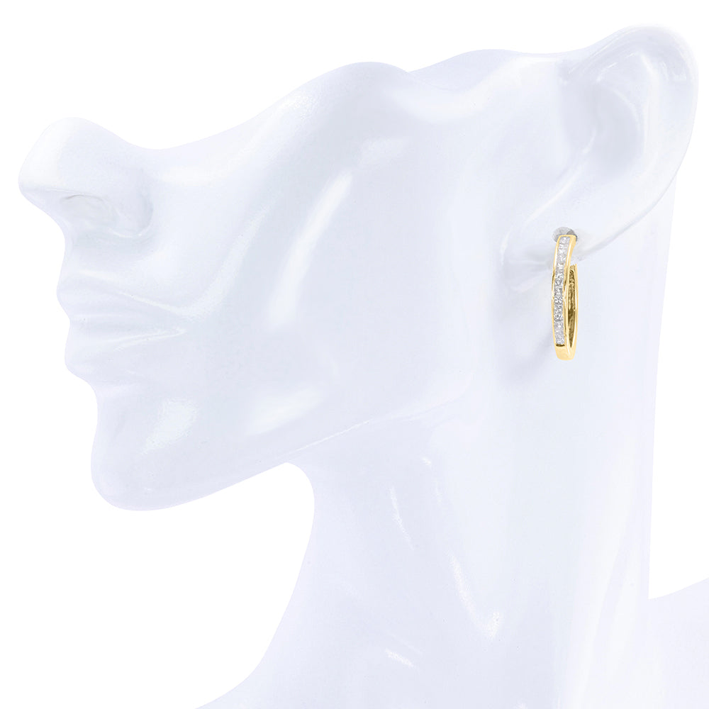 Yellow Gold Princess Cut Hoop Earrings 1.20ct