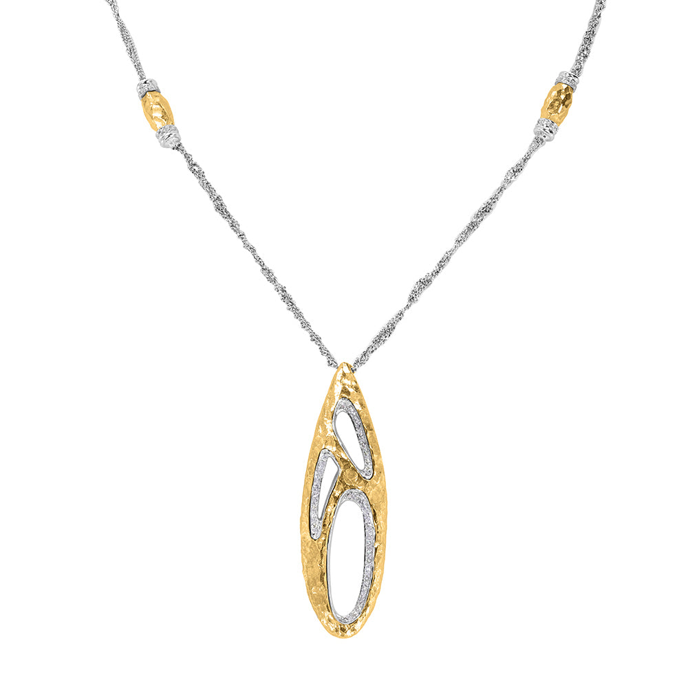 Organic Style Two Tone Gold Necklace 0.75ct