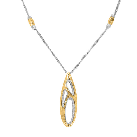 Organic Style Two Tone Gold Necklace 0.75ct