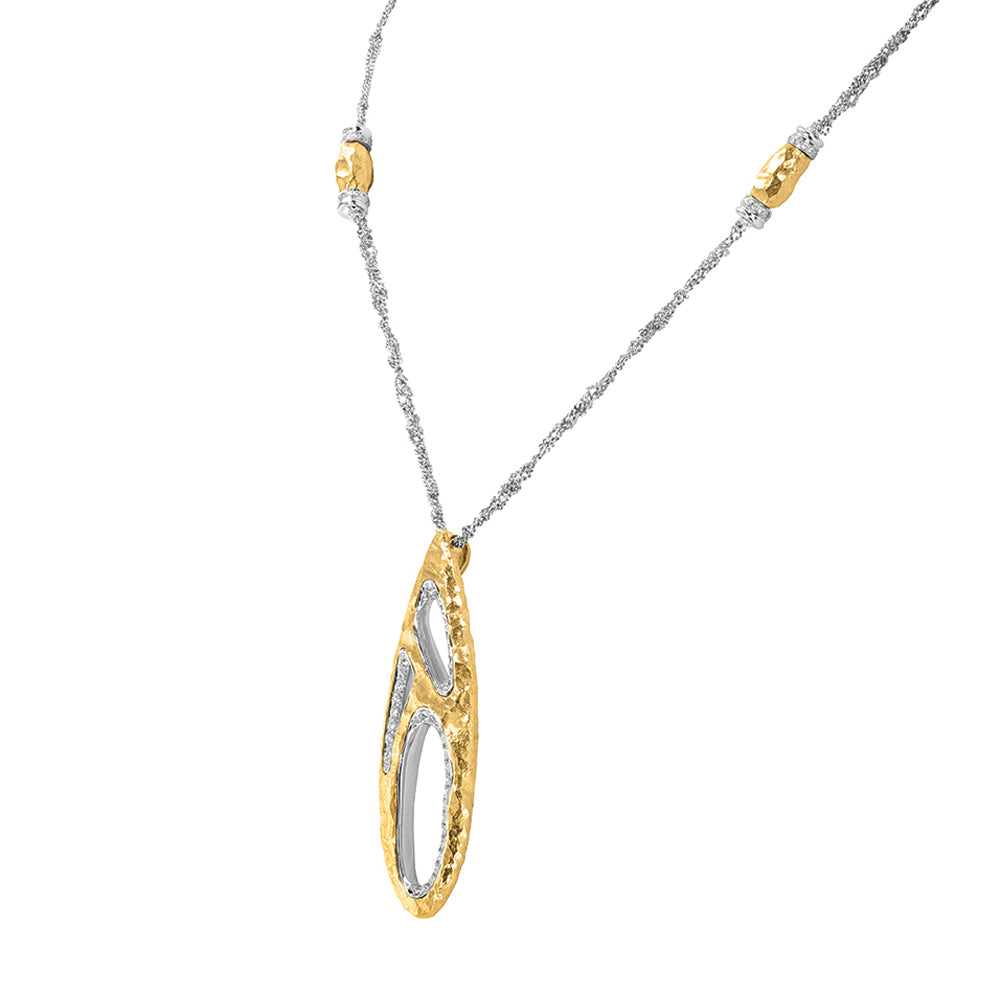 Organic Style Two Tone Gold Necklace 0.75ct