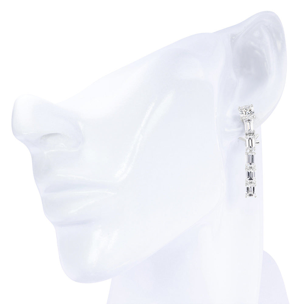 Cushion and Emerald Cut Drop Earrings 6.59ct