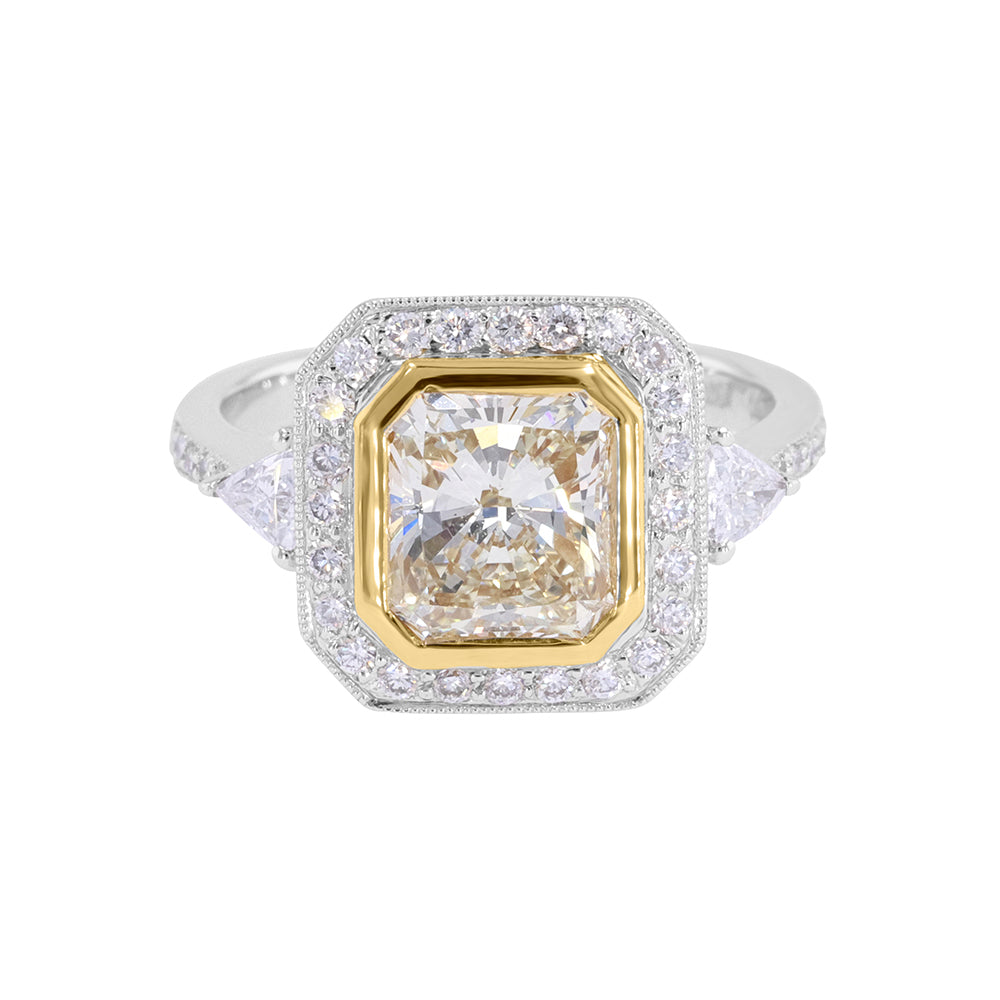 Fancy Yellow Radiant Cut Diamond Ring 2.58ct