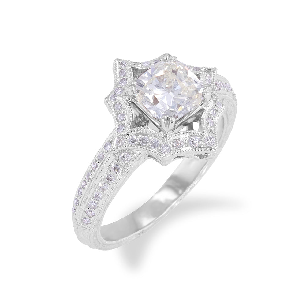 Radiant Center Baroque Engagement Ring 1.32ct