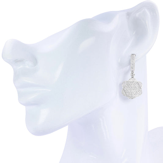 Pavé Diamond Flower Earrings 2.17ct