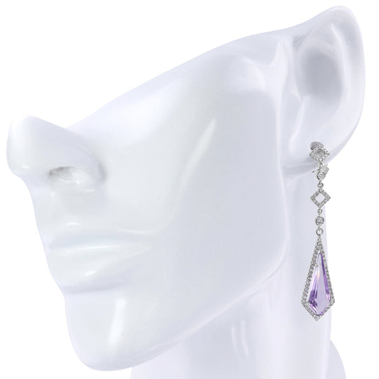 Dazzling Amethyst and Diamond Earrings 25.86ct