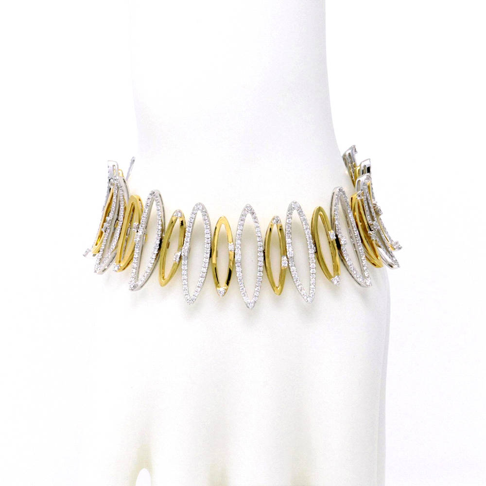 Two-Tone Hollow Leaf Bracelet 3.73ct