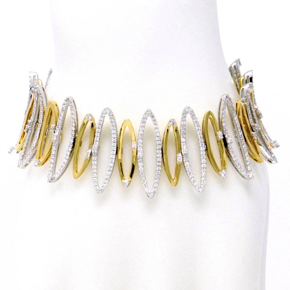 Two-Tone Hollow Leaf Bracelet 3.73ct