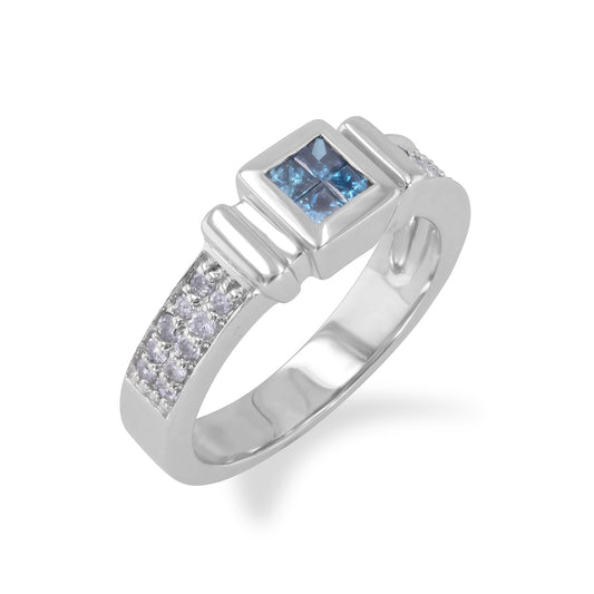 Blue and White Diamond Ring 0.45ct