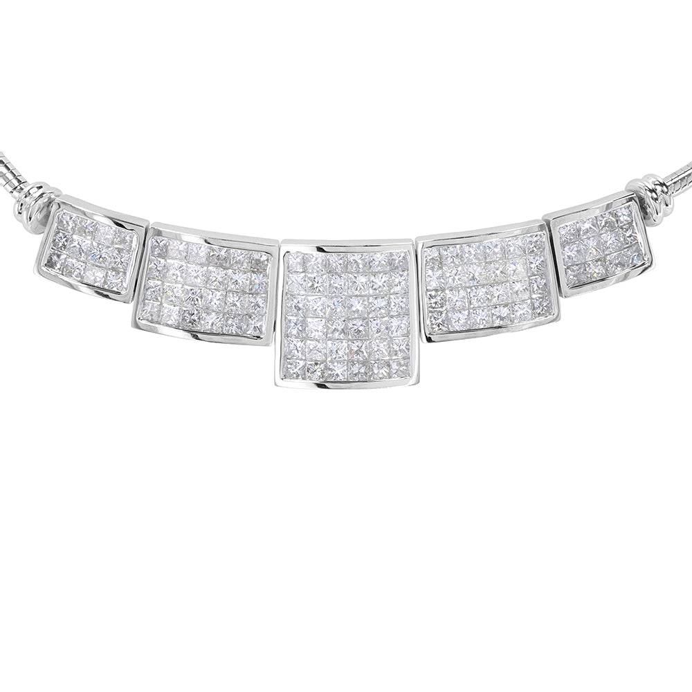 Princess Cut Invisible Diamond Necklace